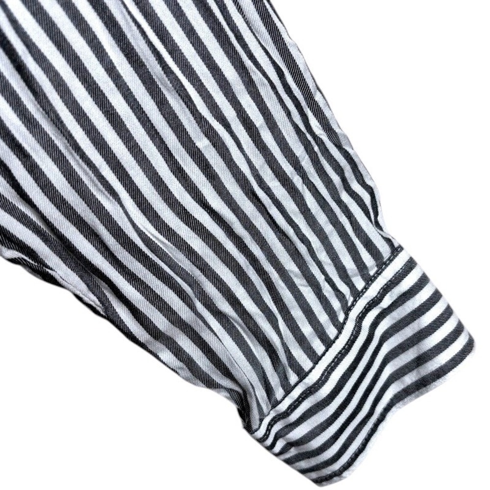VelvetHeart 1X Stripe Button Shirt Black White 1X Classic Preppy Casual Relaxed - Picture 5 of 13